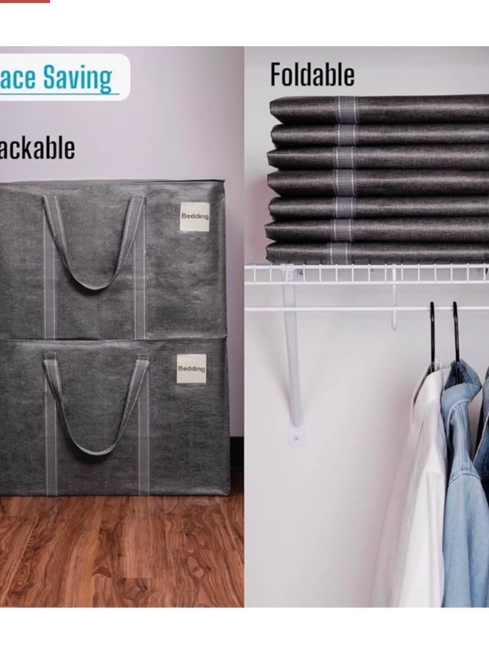 Heavy-Duty Gray Storage Bag with Handles